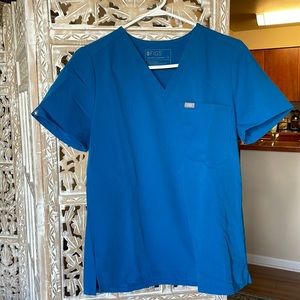 Figs Catarina One Pocket Scrub Top Alps Blue